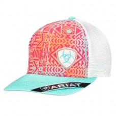 Ariat Mujers Baseball Hat Cap Snapback Aqua Fuschia Mesh Back Logo 1512897  eb-82231349